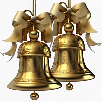 3d christmas bells on isolated white background. Holiday, celebration, december, merry christmas photo