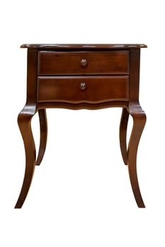 Wooden table with drawers isolated. photo