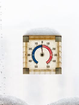 home window thermometer under snow photo