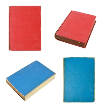 set of old book isolated on white background photo