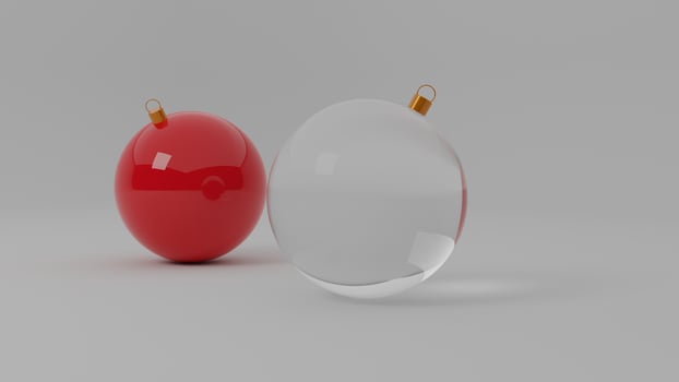 Christmas Bauble, Christmas decoration, Blank glass Christmas ball for the tree, 3d rendering illustration photo
