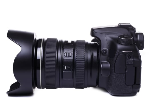 DSLR camera on white background photo