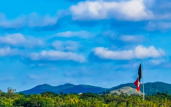 Beautiful city and seascape landscape panorama and view Puerto Escondido Mexico. photo