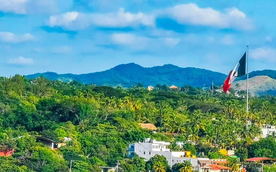 Beautiful city and seascape landscape panorama and view Puerto Escondido Mexico. photo