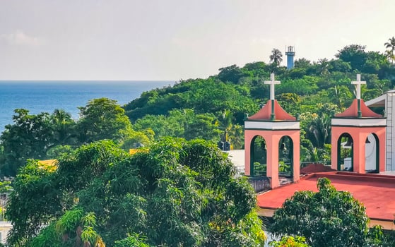 Beautiful city and seascape landscape panorama and view Puerto Escondido Mexico. photo