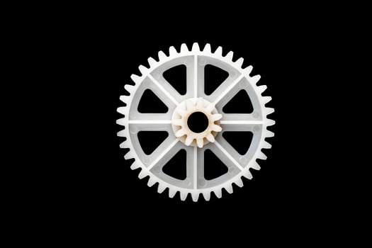 Mock up white gear wheels on black isolated with clipping path photo
