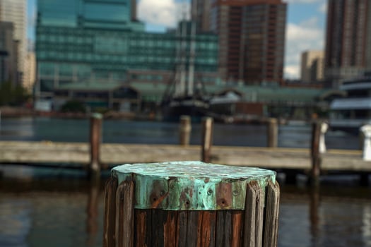 baltimore maryland inner harbor bollard detail photo