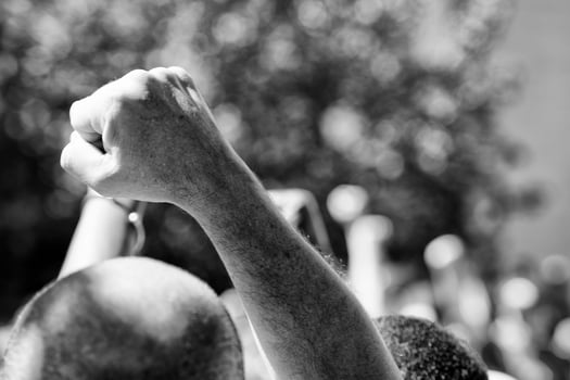 protest hand punched photo