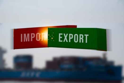 Container import and export business logistic industry commerce transport economy concept. photo