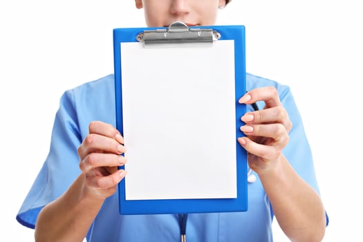 Woman doctor isolated over white background photo