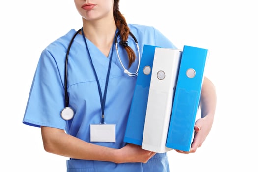 Woman doctor isolated over white background photo