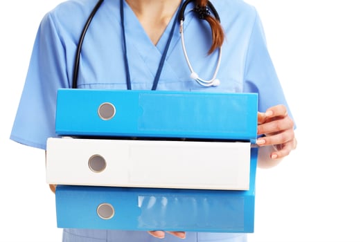 Woman doctor isolated over white background photo