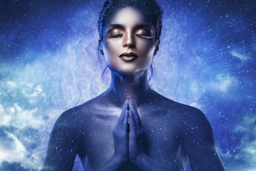 Woman in blue photo