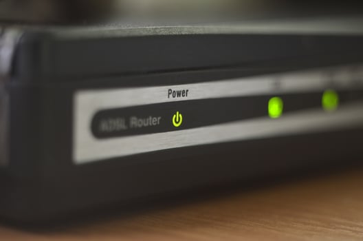 Green indicator on internet router photo