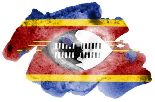 Swaziland flag  is depicted in liquid watercolor style isolated on white background photo