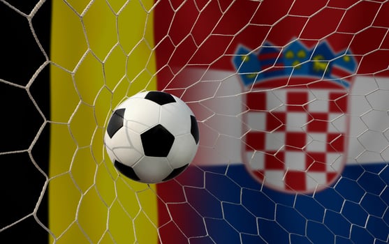 Football Cup competition between the national Belgium and national Croatia. photo