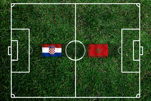 Football Cup competition between the national Croatia  and national Morocco. photo