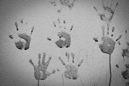 ghost handprint - hand imprint on the wall, the hands of baby hand - scary horror hand photo