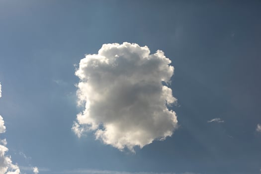 White cloud in blue sky. Atmospheric pressure. Summer sky. photo