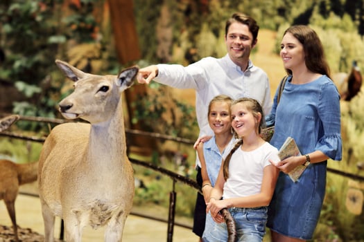Joyful family in nature museum photo
