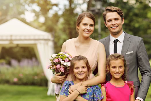 Beautiful wedding couple enjoying wedding photo