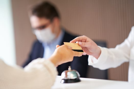 Receptionist working in a hotel photo