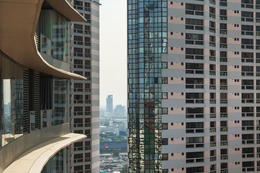 Facade of modern condo building in the Bangkok city photo