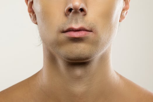 Close up of clean shaven male face photo