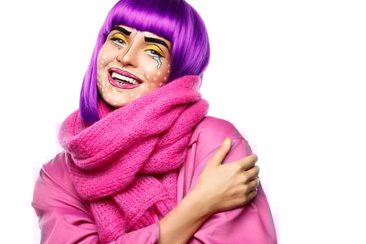 Model in creative image with pop art makeup photo