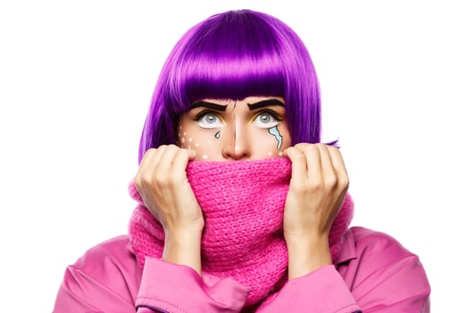 Model in creative image with pop art makeup photo