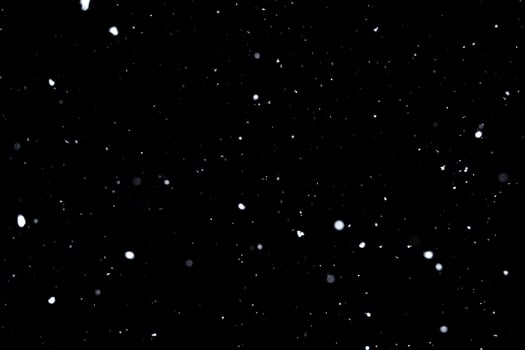 Element for winter design or overlay. Real snow over black background. photo