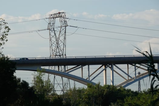 Metal towers, engineering works that support the copper cables that carry electricity. photo