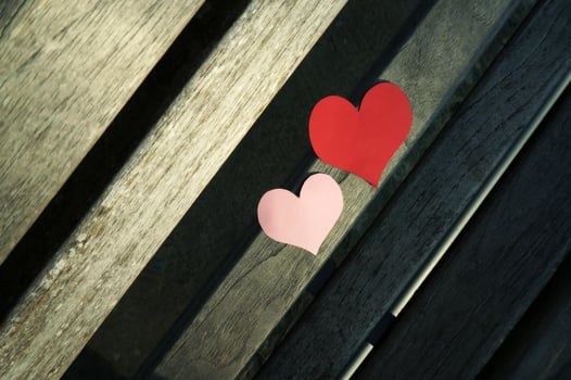 Close-up hearts shape on wood photo