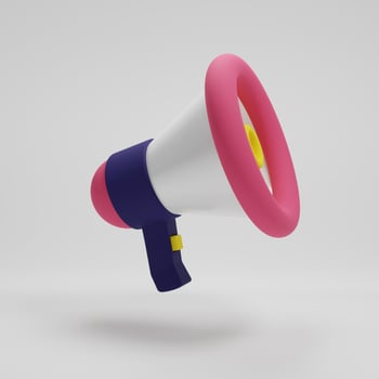3D rendering illustration Cartoon minimal megaphone, loudspeaker advertising or promotion banner photo
