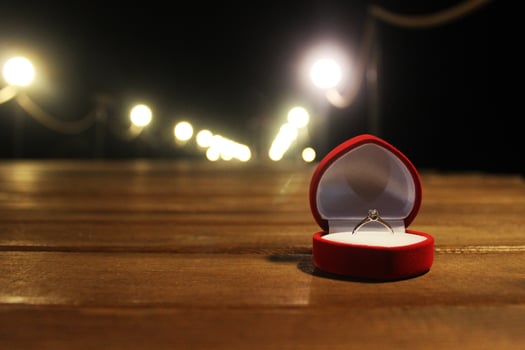 Wedding Ring on the Bridge on wedding day. preparation for betrothal. photo