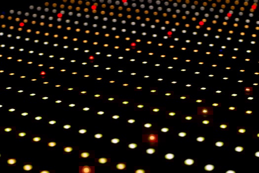 Many points in space. Light diodes of different colors. Special lamp for plants in details. photo
