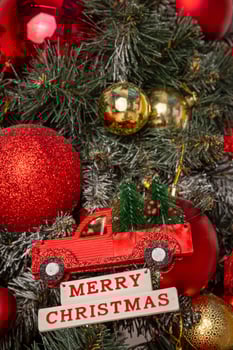 the interior of a winter holiday, a magical glowing Christmas tree photo