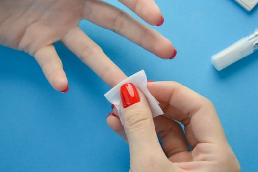 Home blood DNA COVID-19 test with blood on finger photo