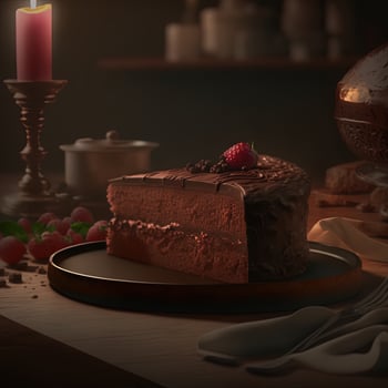 Delicious dessert, elegant, homemade chocolate cake photo