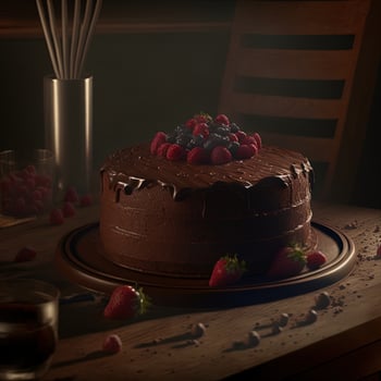 Delicious dessert, elegant, homemade chocolate cake photo