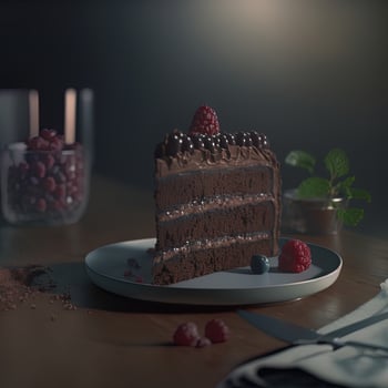 Delicious dessert, elegant, homemade chocolate cake photo