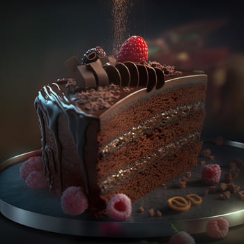 Delicious dessert, elegant, homemade chocolate cake photo