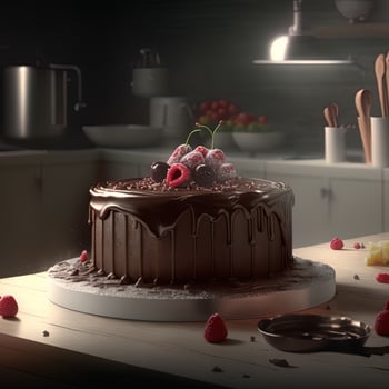 Delicious dessert, elegant, homemade chocolate cake photo