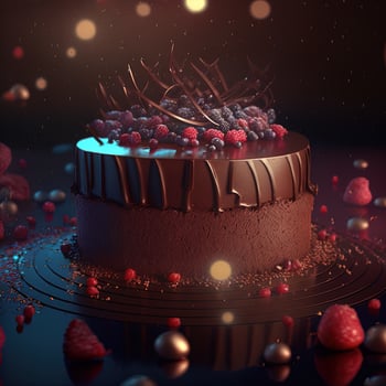 Delicious dessert, elegant, homemade chocolate cake photo