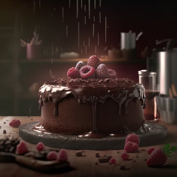 Delicious dessert, elegant, homemade chocolate cake photo