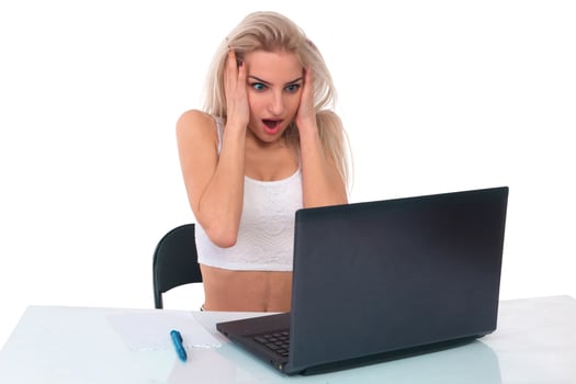 Girl with laptop photo