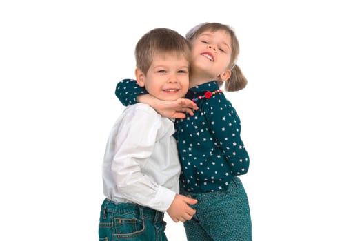 Children on a white background photo