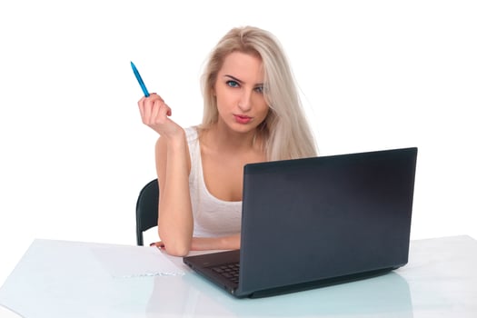 Girl with laptop photo