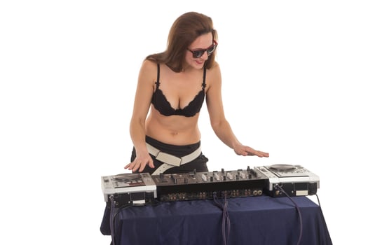 Girl in the black bra with the mixer photo