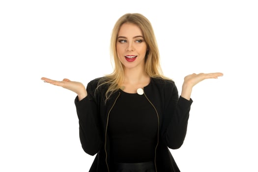 pretty woman in stylish black clothes posing photo